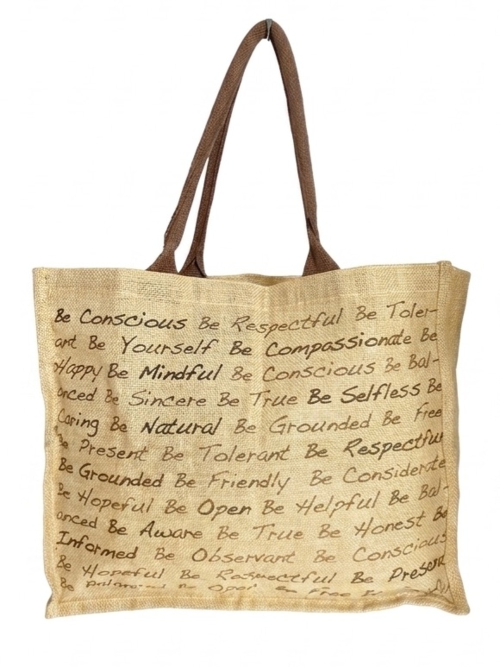 Bags for Good Eco-friendly Reusable Tote Bag with Brown Woven Handles Lined